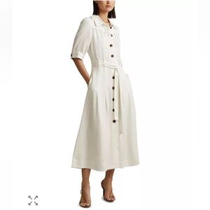 Reiss Malika Belted Shirt Dress in White Size 4